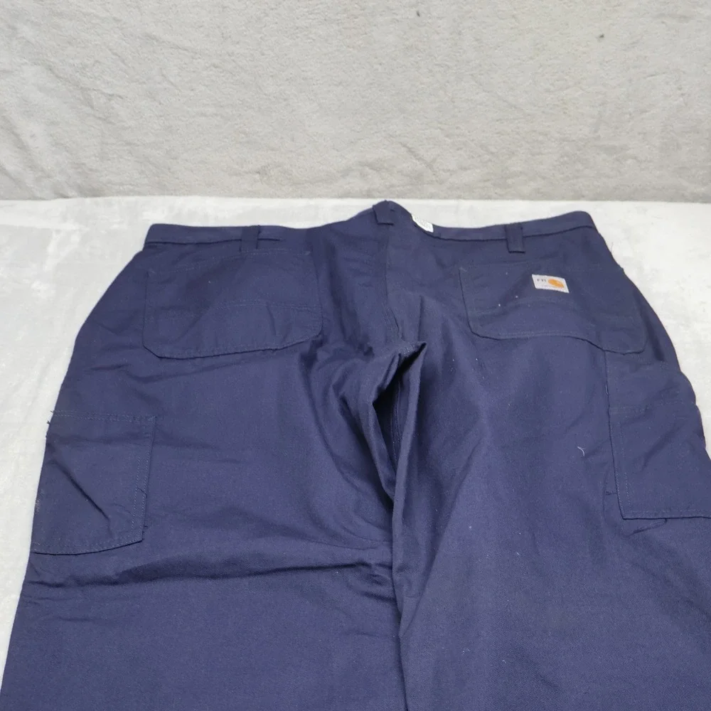 Carhartt Pants Men 36x32 Blue Dungaree Fit Flame Resistant Work Rugged Utility